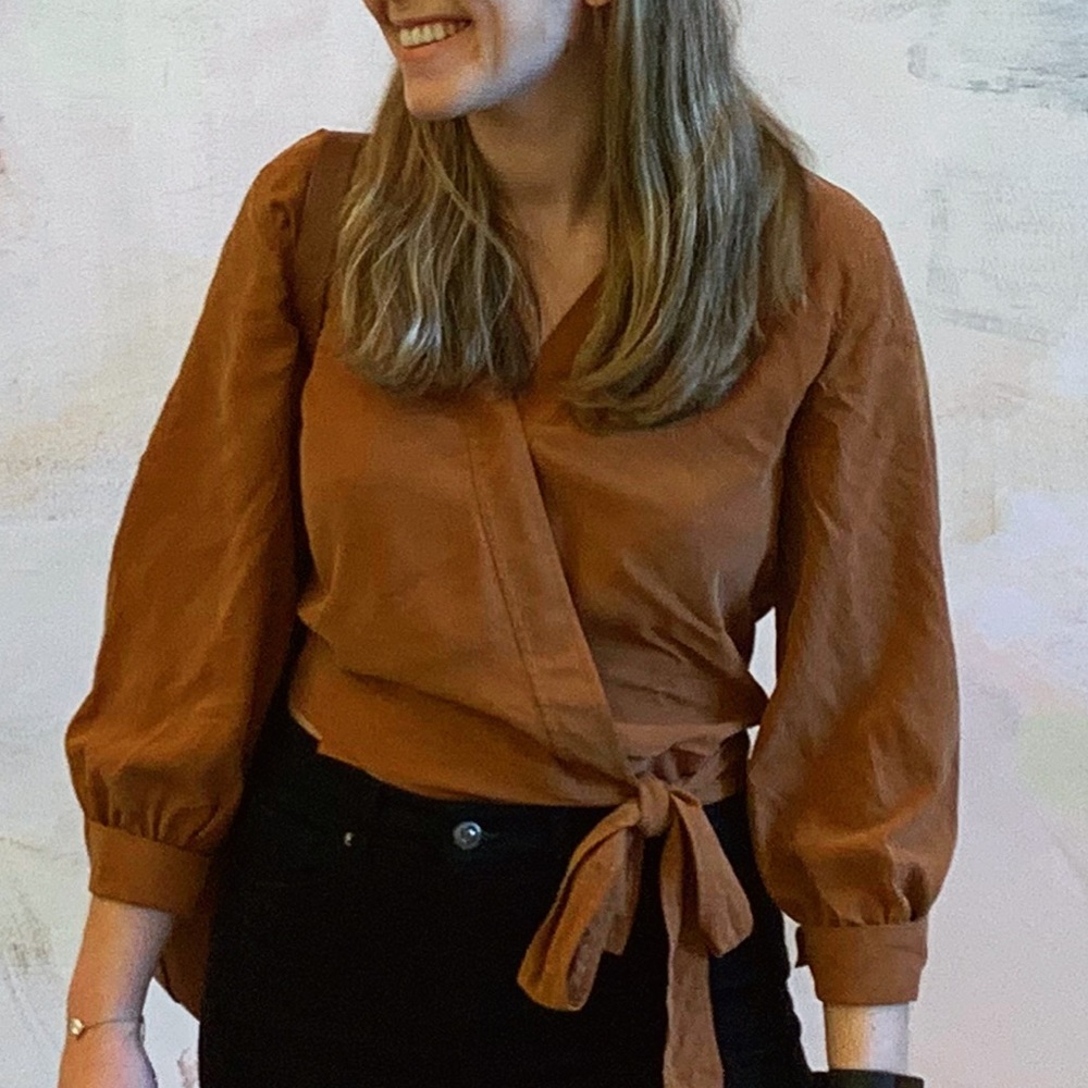 Everlane Rust Wrap Blouse